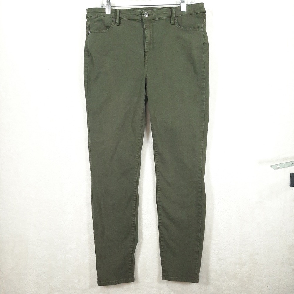 Buffalo David Bitton Hanna High Rise Skinny Jeans Olive Green Soft Stretch 12/32